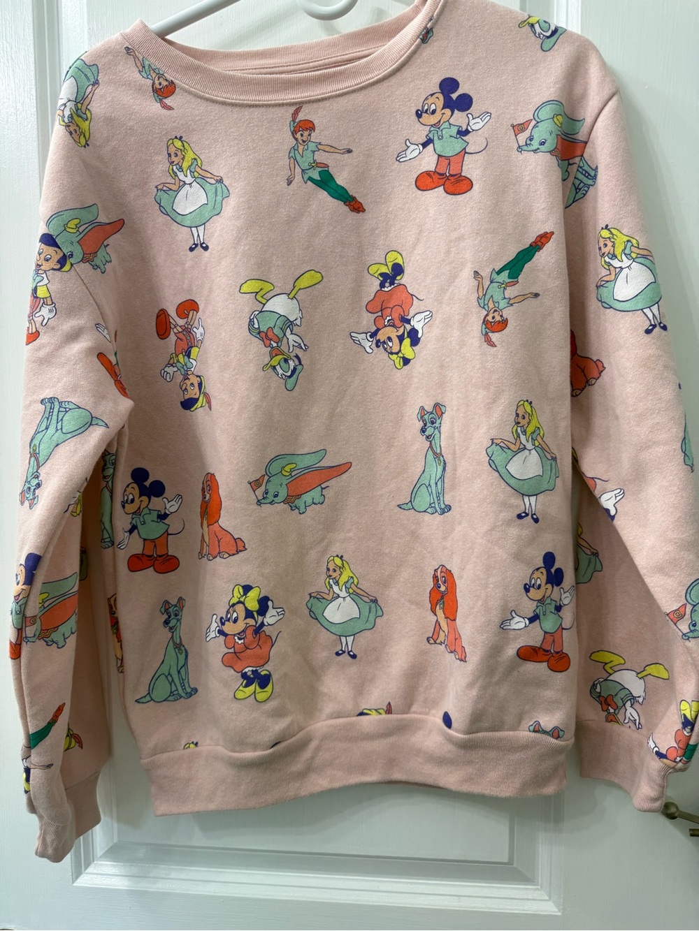 Disney 100 Years of Magic Pink Crewneck Sweatshirt with Classic Character Print
